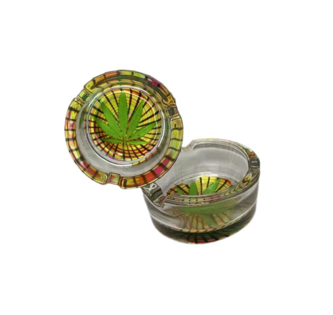 Cinzeiro "cannabis" de vidro - pequeno