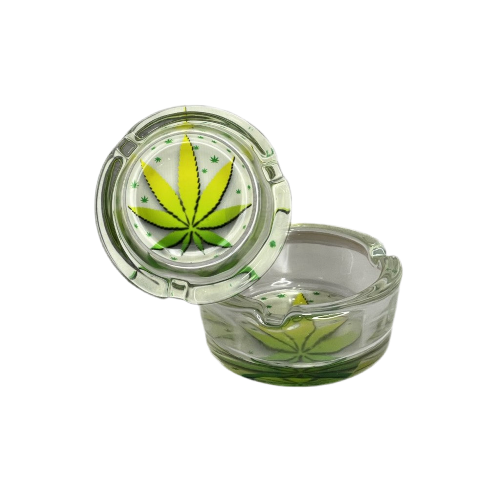 Cinzeiro "cannabis" de vidro - pequeno