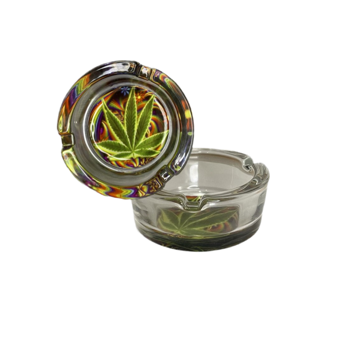 Cinzeiro "cannabis" de vidro - pequeno